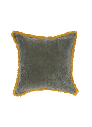 - MALABAR BABY - Bandhini Velvet Cushion Case — Dark Grey/Yellow