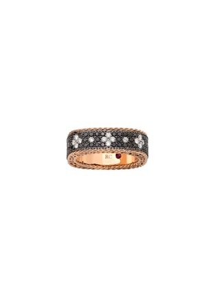 Main View - Click To Enlarge - ROBERTO COIN - Venetian Princess Diamond Black Gold Rose Gold Ring — 14cm