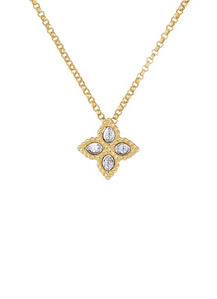 Main View - Click To Enlarge - ROBERTO COIN - Princess Flower Diamond Gold Necklace — 45cm