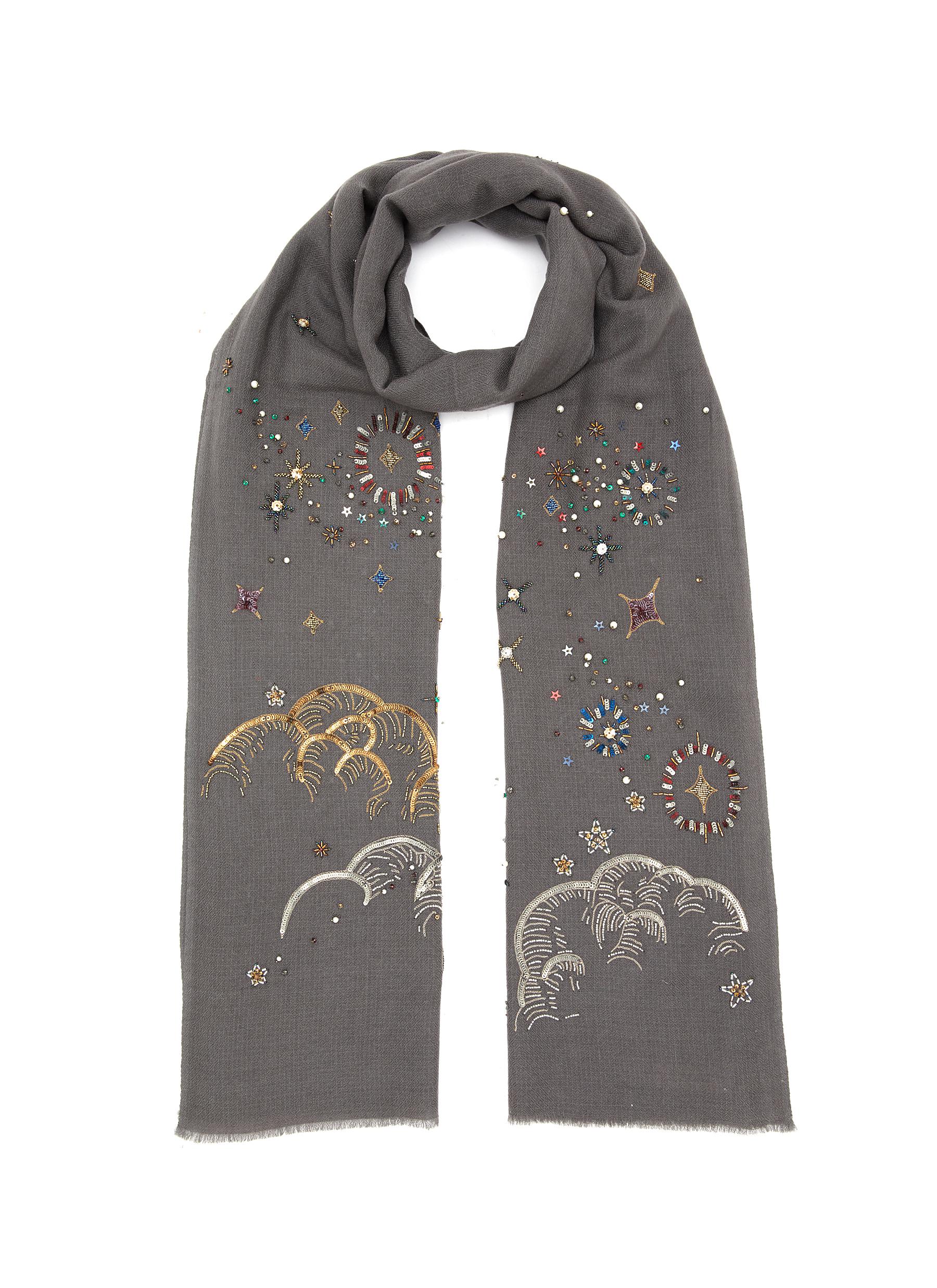 Cassiopeia Embroidered Wool Scarf
