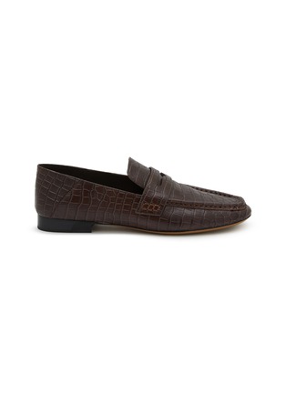 Main View - Click To Enlarge - EQUIL - London Croc Embossed Leather Penny Loafers