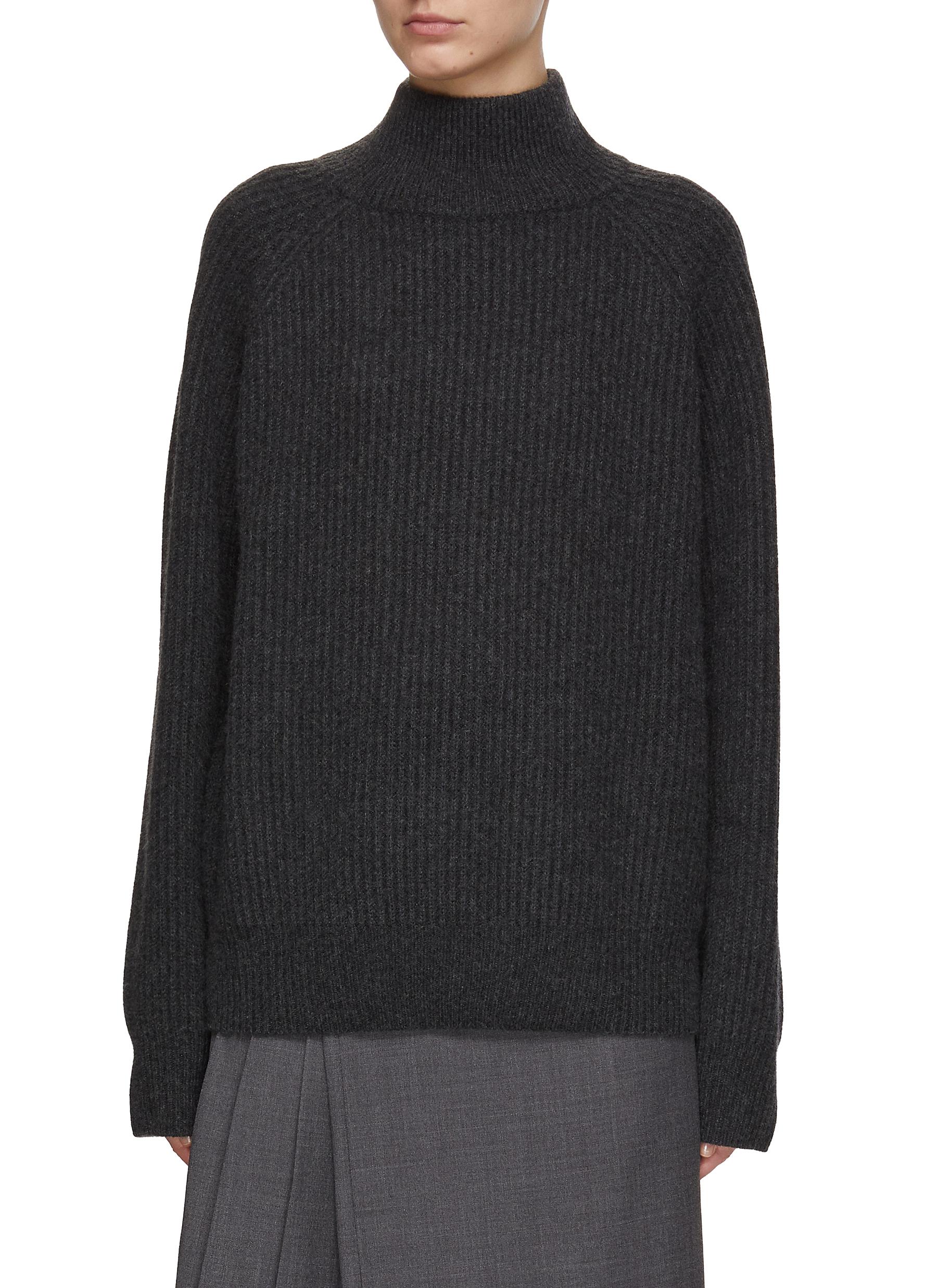High Neck Chunky Ribbed Cashmere Jumper