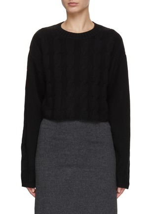 Main View - Click To Enlarge - LE KASHA - Cropped Crewneck Cable Knit Jumper