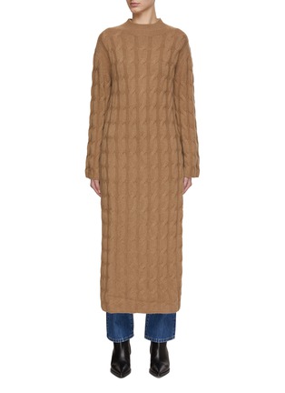 Main View - Click To Enlarge - LE KASHA - High Neck Side Slit Cable Knit Dress