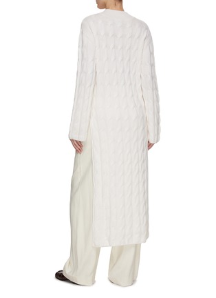 Back View - Click To Enlarge - LE KASHA - High Neck Side Slit Cable Knit Dress