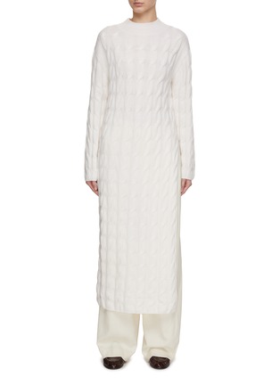 Main View - Click To Enlarge - LE KASHA - High Neck Side Slit Cable Knit Dress