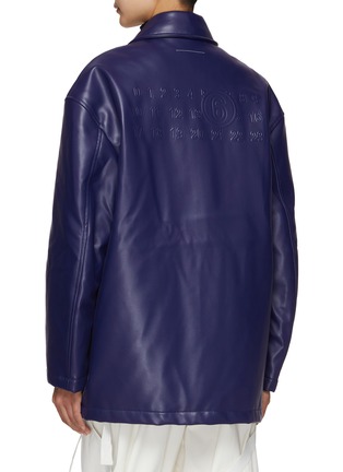 Back View - Click To Enlarge - MM6 MAISON MARGIELA - Logo Embroidered Vegan Leather Sportsjacket