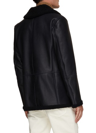 Back View - Click To Enlarge - ISAIA - Bouble Breasted Leather Shearling Coat