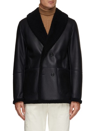 Main View - Click To Enlarge - ISAIA - Bouble Breasted Leather Shearling Coat