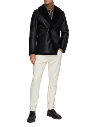 Figure View - Click To Enlarge - ISAIA - Bouble Breasted Leather Shearling Coat