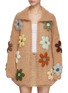 Main View - Click To Enlarge - ROSE CARMINE - Flower Appliqué Mohair Knit Jacket