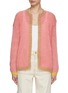 Main View - Click To Enlarge - ROSE CARMINE - Tricolour Mohair Knit Jacket