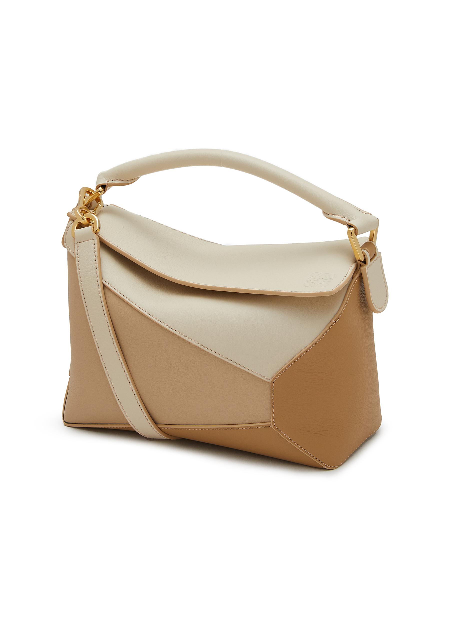 Beige Puzzle Edge small leather cross-body bag, LOEWE