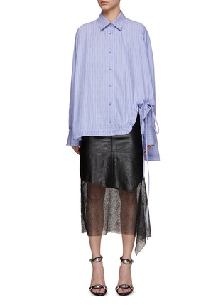 Main View - Click To Enlarge - THE ATTICO - Drawstring Curved Hem Oversized Shirt