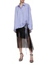 Figure View - Click To Enlarge - THE ATTICO - Drawstring Curved Hem Oversized Shirt