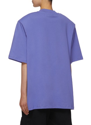 Back View - Click To Enlarge - THE ATTICO - Overshized Padded Shoulder Cotton T-shirt