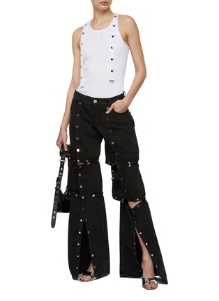 Figure View - Click To Enlarge - THE ATTICO - Snap Button Wide Leg Jeans