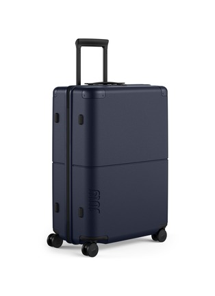 Front View - Click To Enlarge - JULY - Checked Suitcase — Dark Blue
