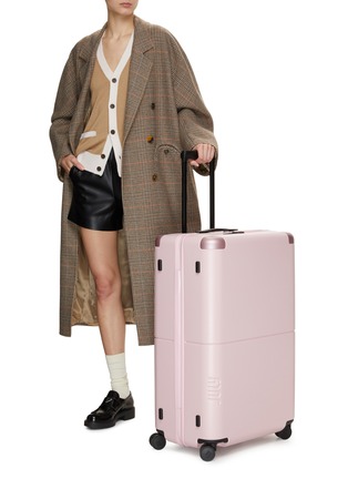 Detail View - Click To Enlarge - JULY - Checked Plus Suitcase — Blush Pink