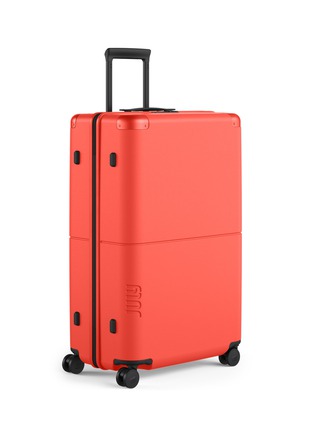 Front View - Click To Enlarge - JULY - Checked Plus Suitcase — Red