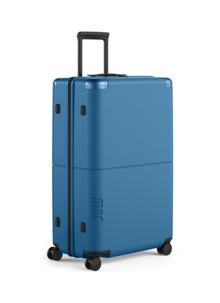 Front View - Click To Enlarge - JULY - Checked Plus Suitcase — Blue