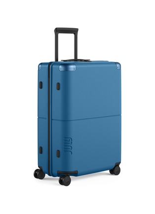 Front View - Click To Enlarge - JULY - Checked Suitcase — Blue