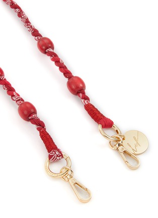 Detail View - Click To Enlarge - LA COQUE FRANÇAISE - Della Braided Bandana Wooden Bead Phone Strap — Red