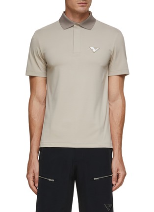 Main View - Click To Enlarge - SOUTHCAPE - 4 Row Logo Print Polo Shirt