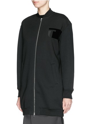Front View - Click To Enlarge - T BY ALEXANDER WANG - Bonded fleece long bomber jacket