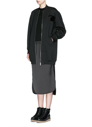 Figure View - Click To Enlarge - T BY ALEXANDER WANG - Bonded fleece long bomber jacket