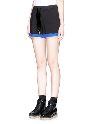 Front View - Click To Enlarge - T BY ALEXANDER WANG - Contrast rolled cuff shorts