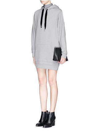 Figure View - Click To Enlarge - T BY ALEXANDER WANG - Velvet drawstring hood sweatshirt dress