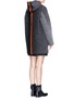 Back View - Click To Enlarge - T BY ALEXANDER WANG - Horizon stripe hooded felted wool coat