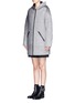 Front View - Click To Enlarge - T BY ALEXANDER WANG - Horizon stripe hooded felted wool coat