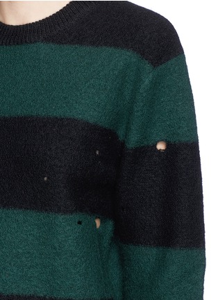 Detail View - Click To Enlarge - T BY ALEXANDER WANG - Stripe boiled wool dropped needle stitch sweater