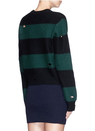 Back View - Click To Enlarge - T BY ALEXANDER WANG - Stripe boiled wool dropped needle stitch sweater