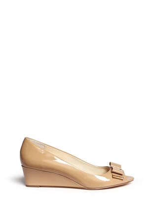 Main View - Click To Enlarge - MICHAEL KORS - 'Kiera' bow patent leather wedge pumps