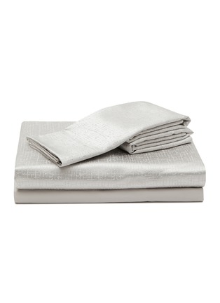Main View - Click To Enlarge - FRETTE - Luxury Glowing Weave King Size Duvet Set — Cliff Grey