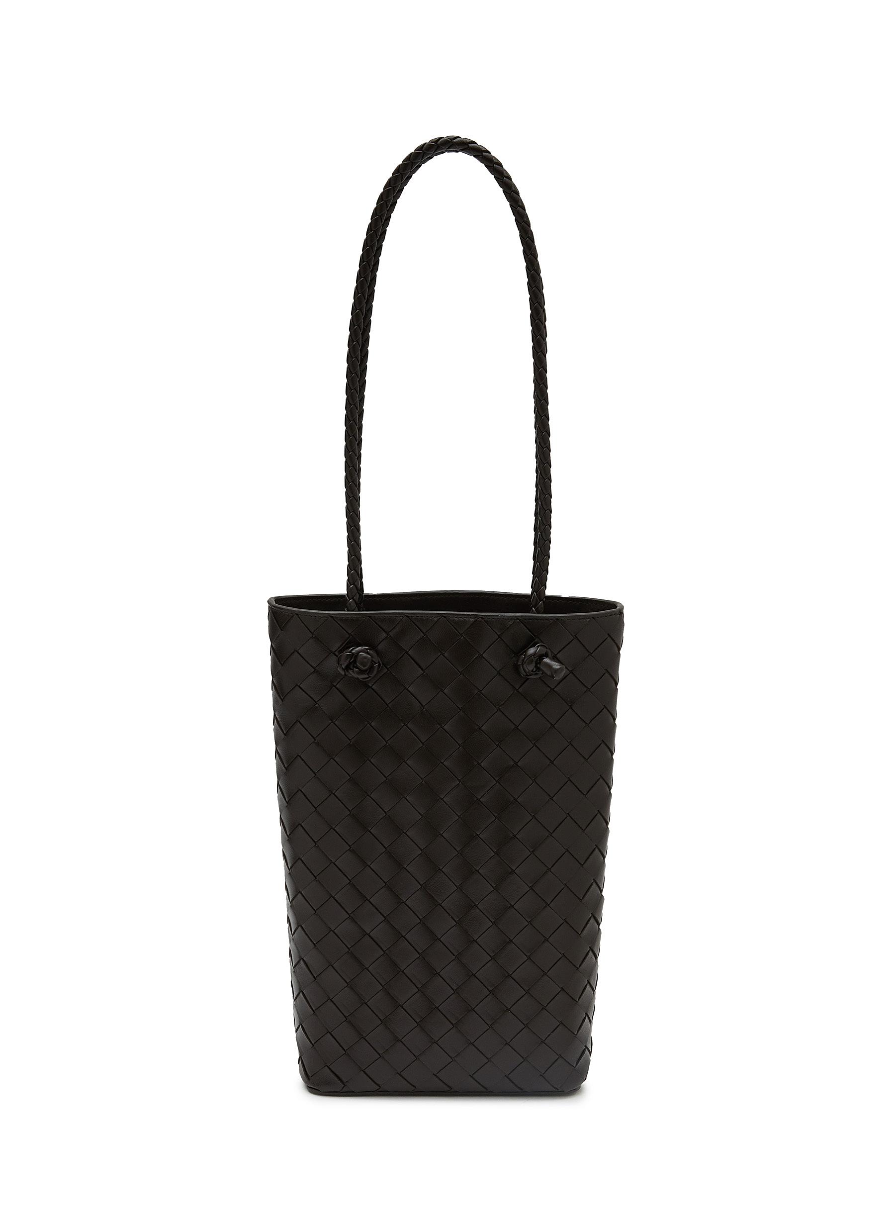 Bottega Veneta Handle Mini Intrecciato Leather Tote - Black - One Size