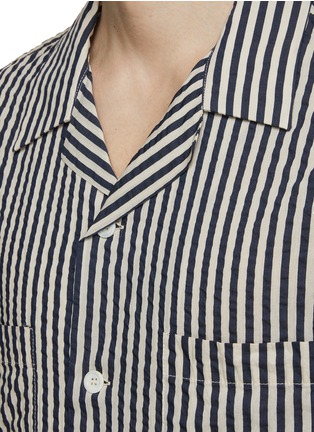  - BARENA - Open Collar Striped Cotton Silk Shirt