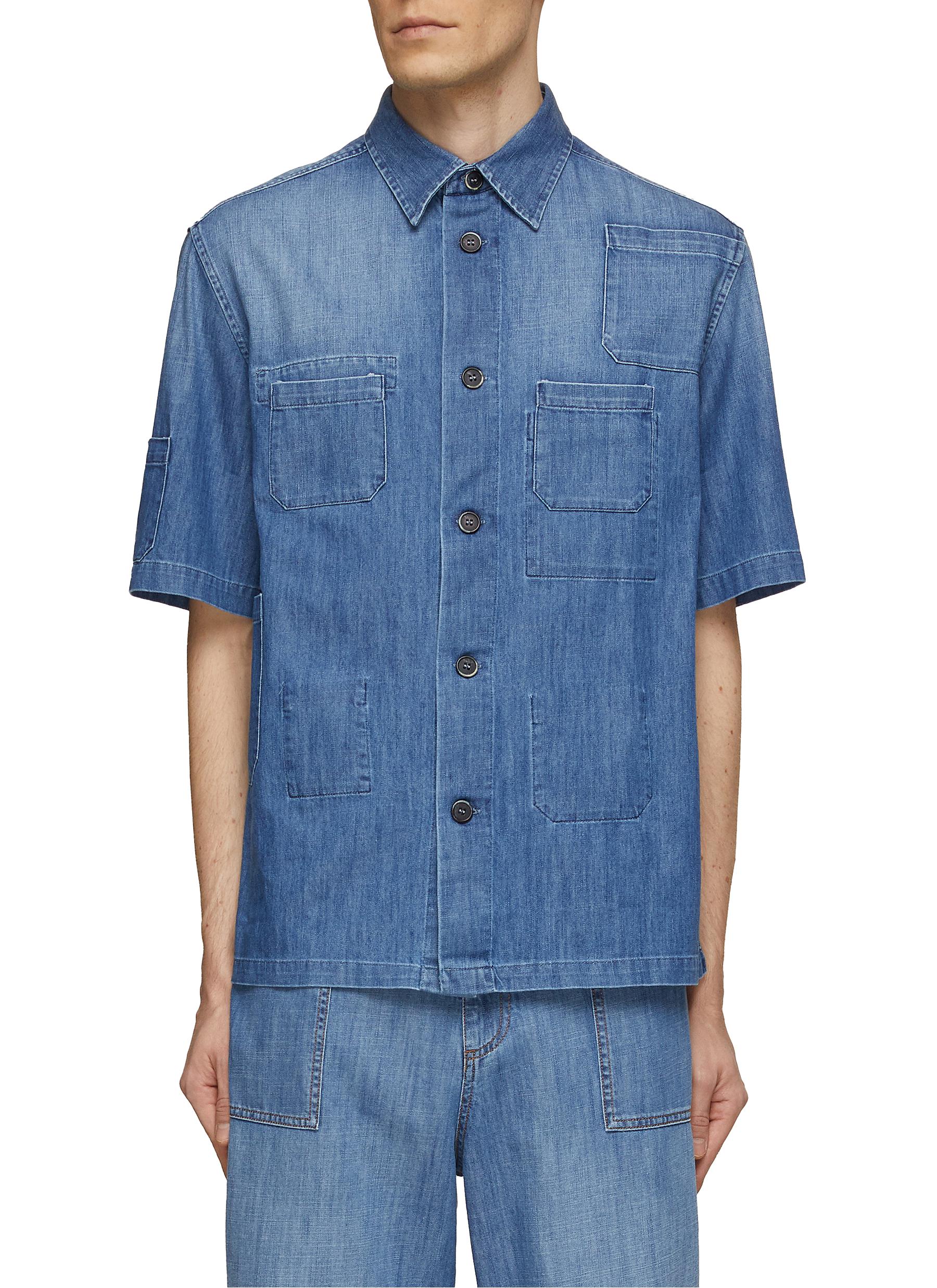 BARENA | Multi Pocket Work Denim Shirt | Men | Lane Crawford