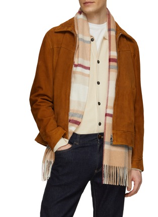 Figure View - Click To Enlarge - JOHNSTONS OF ELGIN - Flannel Check Cashmere Scarf