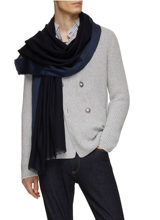 Figure View - Click To Enlarge - JOHNSTONS OF ELGIN - Ribbon Contrast Edge Wool Scarf