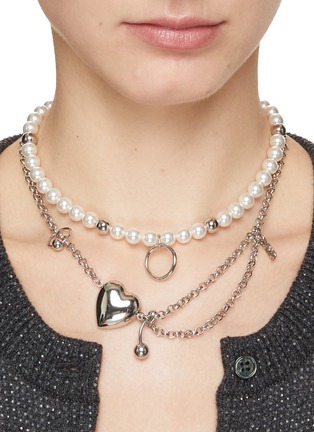 Figure View - Click To Enlarge - JUSTINE CLENQUET - Leeloo Palladium Plated Brass Crystal Pearl Necklace