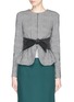 Main View - Click To Enlarge - ARMANI COLLEZIONI - Tie waist houndstooth knit box jacket