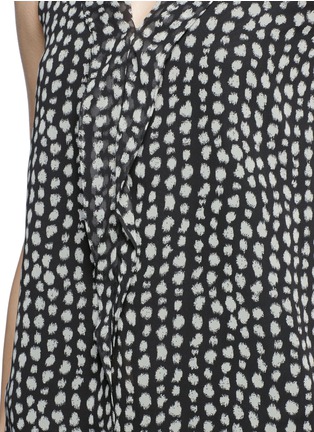 Detail View - Click To Enlarge - ARMANI COLLEZIONI - Mist dot print ruffle front sleeveless top