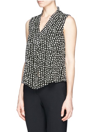 Front View - Click To Enlarge - ARMANI COLLEZIONI - Mist dot print ruffle front sleeveless top
