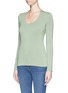 Front View - Click To Enlarge - ARMANI COLLEZIONI - Scoop neck jersey T-shirt