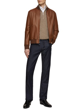 Figure View - Click To Enlarge - CANALI - Reversible Leather Bomber Jacket