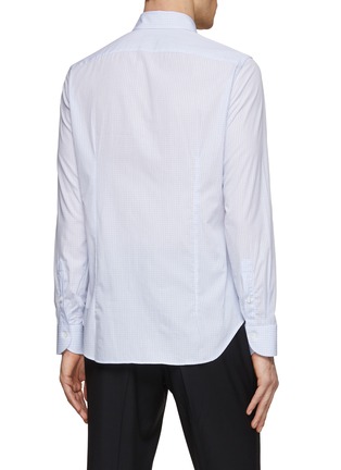 Back View - Click To Enlarge - CANALI - Spread Collar Check Cotton Shirt